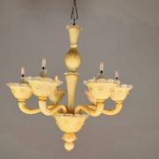 Lustre vénitien en verre de Murano jaune, vers 1950