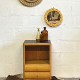 Scandinavian bedside wooden blond & compass feet