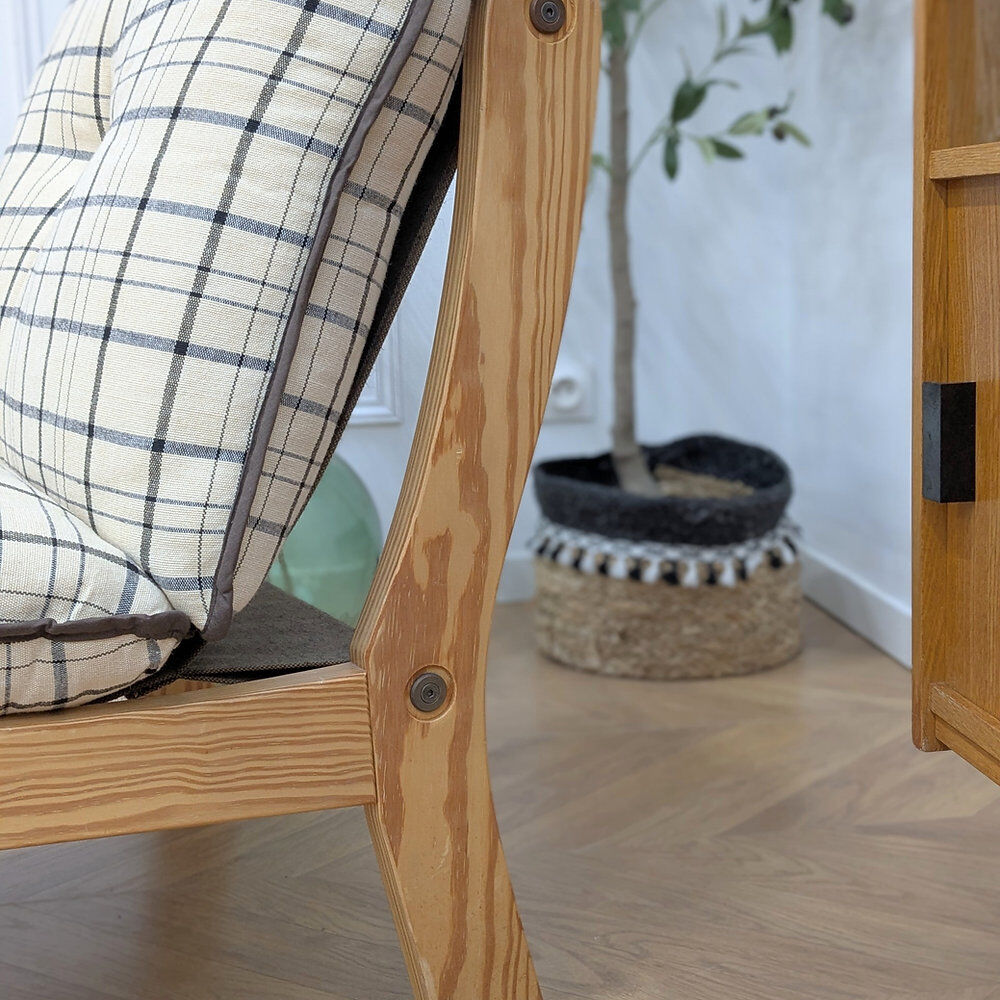 Vintage pine armchair, 1970s