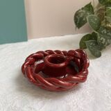 Twisted red earthenware candle holder - in the style of St Clément