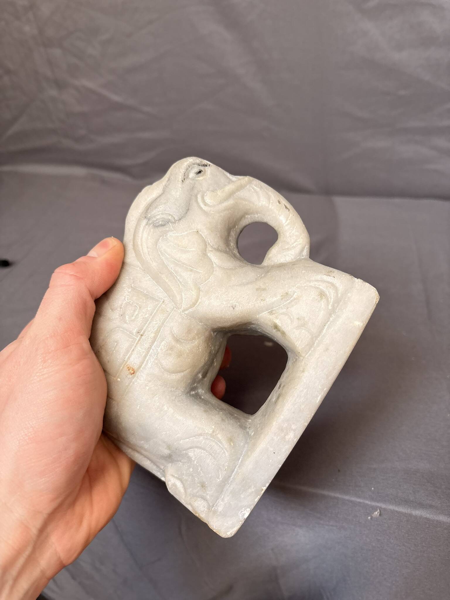 Ancient Elephant Sculpture of Apparatus Steatite Stone India Indian Howdah