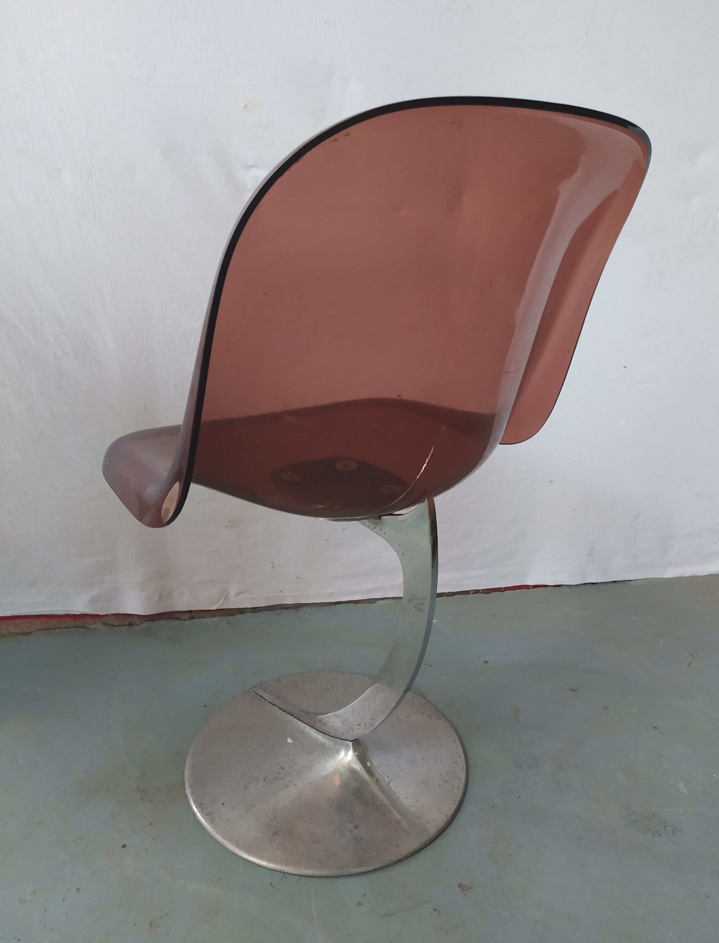 Fauteuil enfant space age chrome et plexiglass