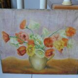 Oil on canvas bouquet of flowers early twentieth century signed
