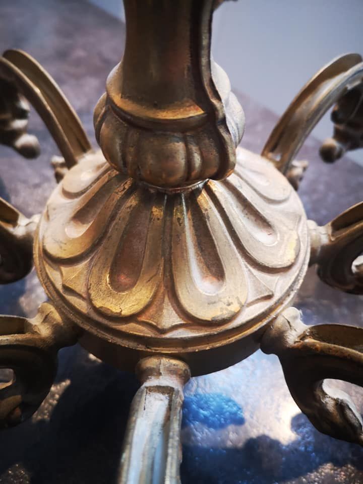Old chandelier 8 fires / 8 branches gilded bronze Louis XVI TBE