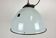 Industrial grey enamel factory lamp with cast iron top, 1960s