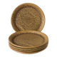 Set of 5 speckled stoneware dessert plates, Brown & Green, Made in A