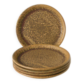 Set of 5 speckled stoneware dessert plates, Brown & Green, Made in A