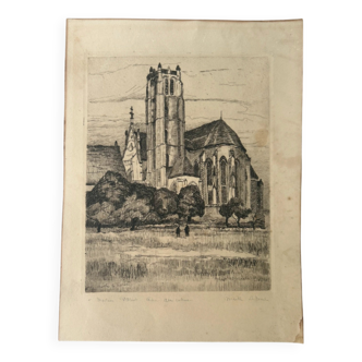 Etching - engraving - signed Marthe Le Tessier -