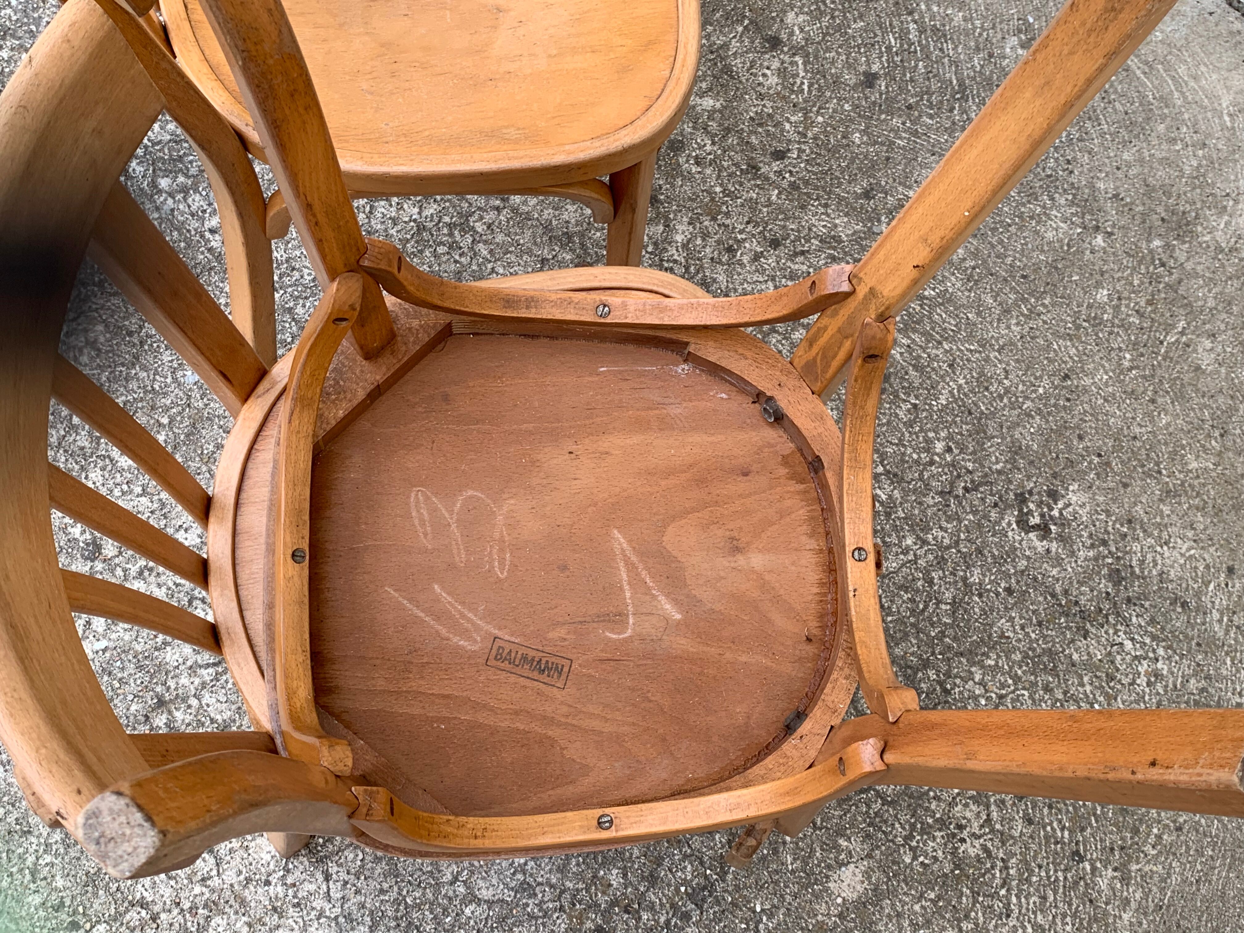 Suite of 4 chairs bistro Baumann 1967