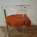 Set of 6 Acrylic and Chrome Chairs, Italy, 1970s