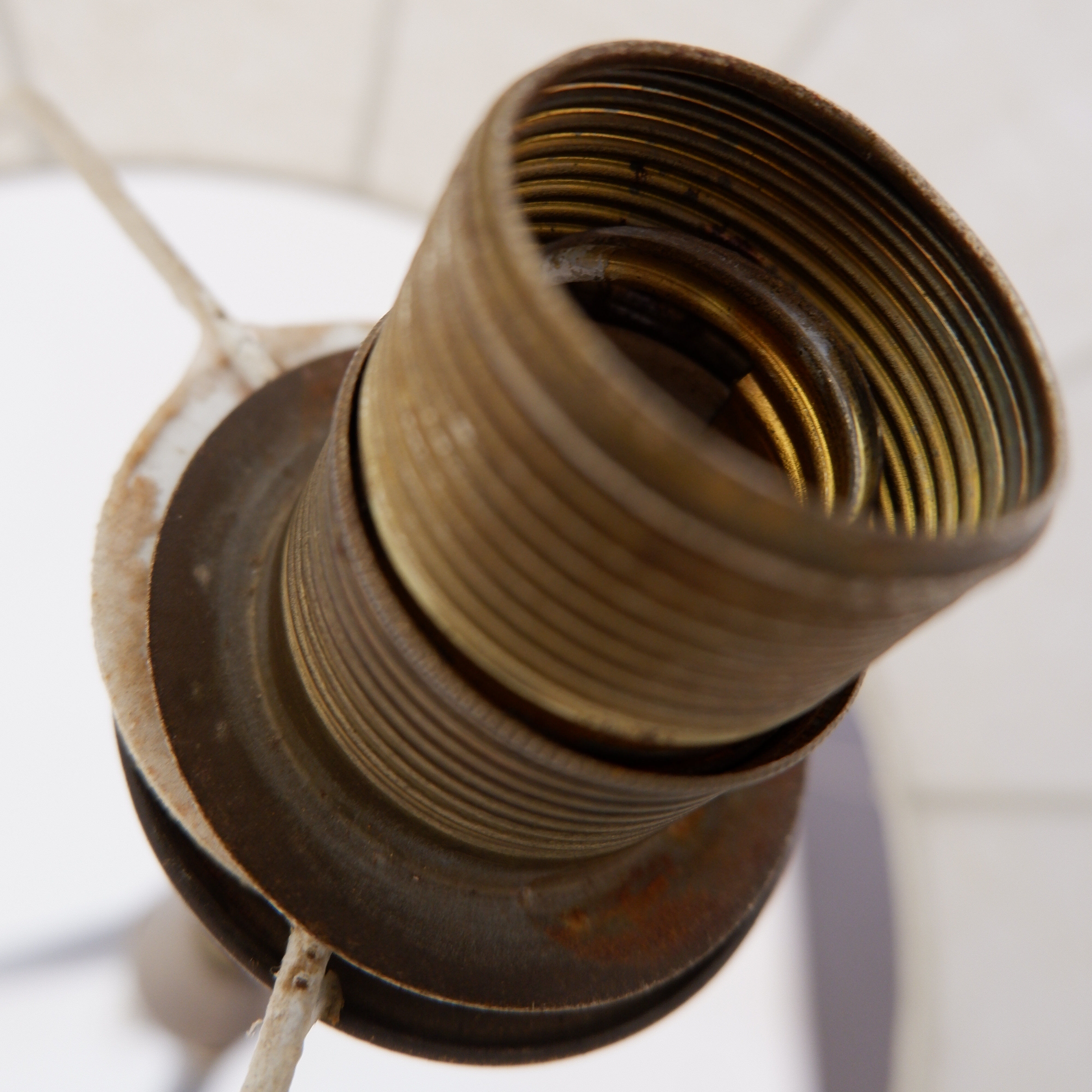 Vintage cocoon tripod floor lamp with brass details, 1960s