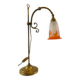 Lampe de bureau ancienne - Tulipe pâte de verre signé Muller Frères