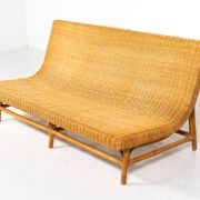 Mid-Century Modern Wicker Bench, Italy, 1970s