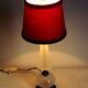 Brass & white glass table lamp red fabric shade