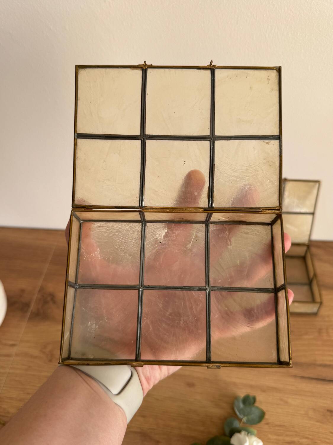 Lot deux boîtes nacre laiton