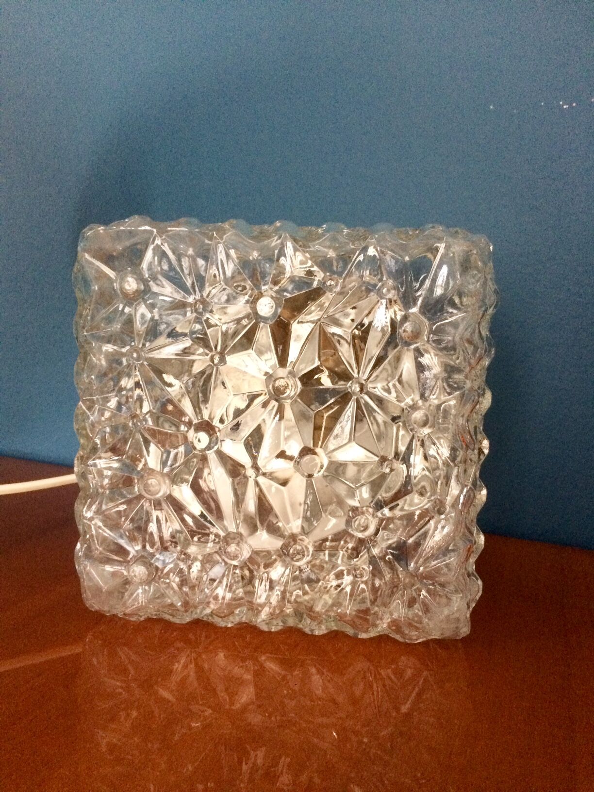 Square chiseled glass ceiling light