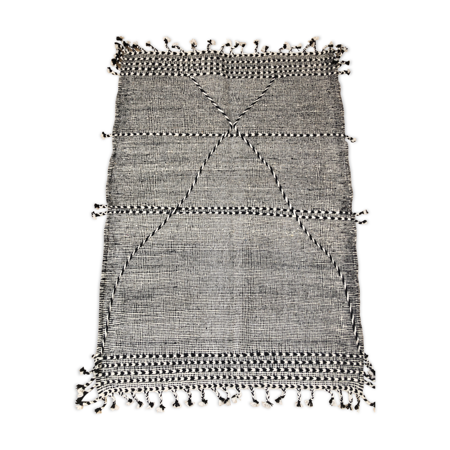 Moroccan Berber carpet Kilim Zanafi black and white 1, 47x1,04