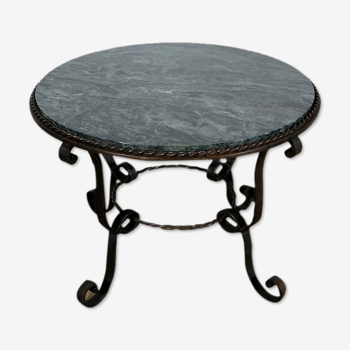 Coffee table in marble and wrought iron 1950
