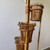 50s rattan plant stand floor lamp