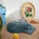 Oven dish in the shape of a blue scallop shell - Vintage