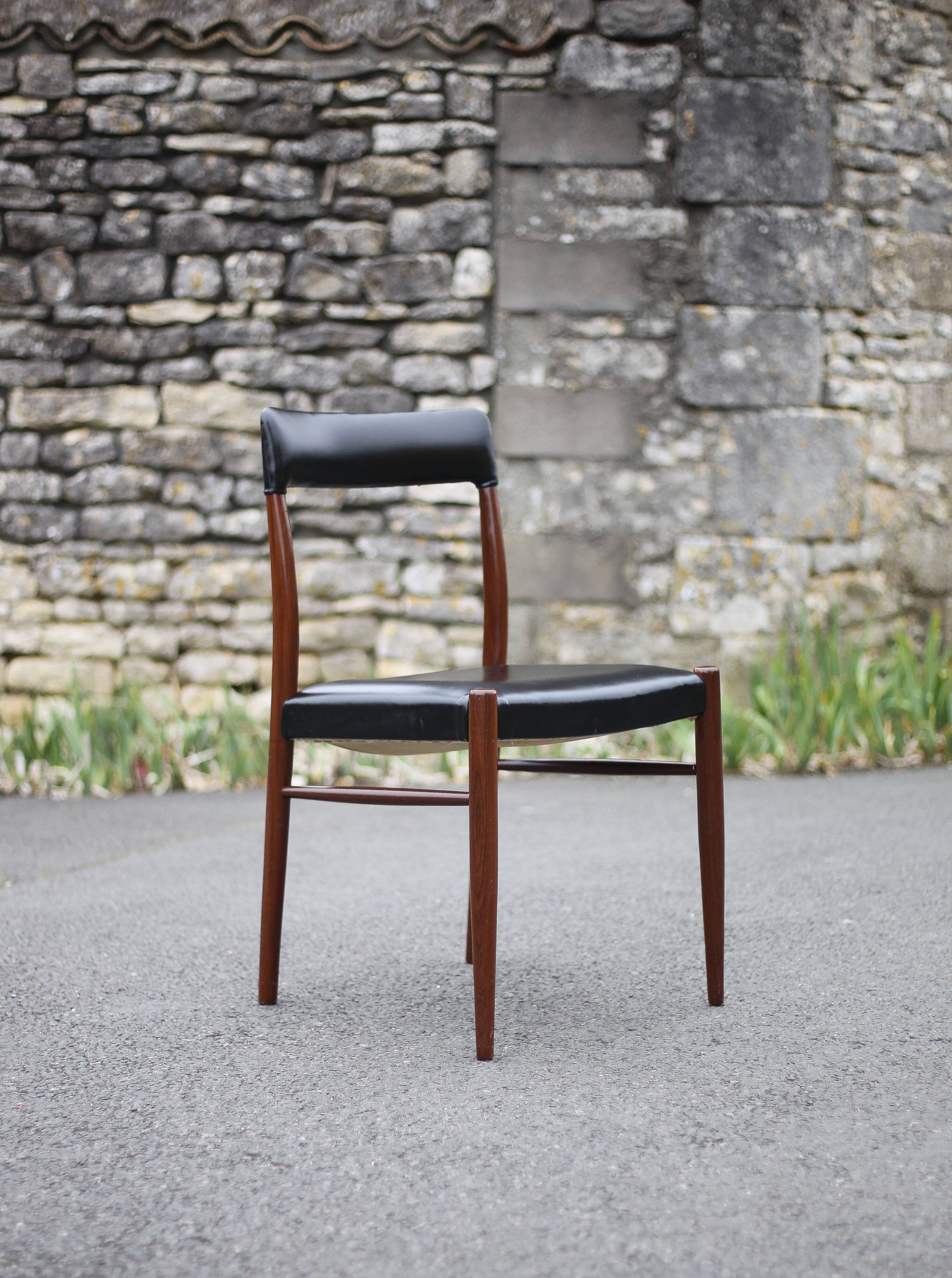 Scandinavian chair, vintage Scandinavian teak and black leatherette chair, living room chair