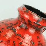 large 1960's VASE fohr-keramik model 490-30 black red relief decor fat lava