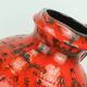 large 1960's VASE fohr-keramik model 490-30 black red relief decor fat lava