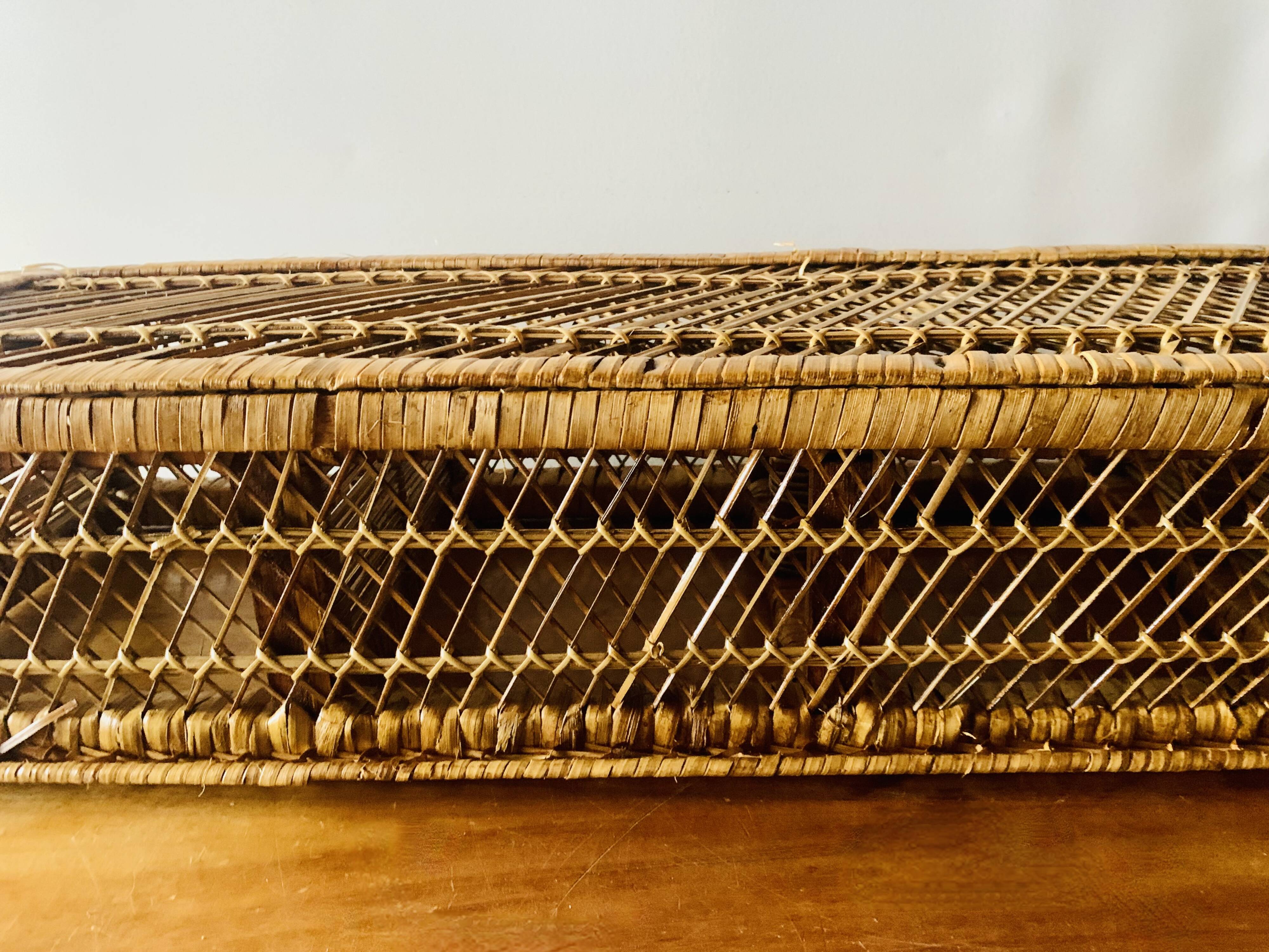 Vintage rattan and wicker shelf