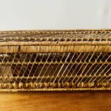 Vintage rattan and wicker shelf