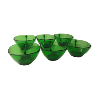 6 cup green Arcopal set