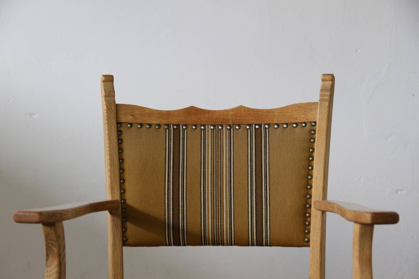 Vintage Danish Solid Oak Brutalist Armchair, Henning Kjærnulf style, 1960s