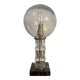 Lampe art déco marbre et verre avec globe strié