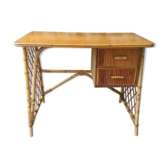 Bureau rotin vintage