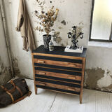 Commode vintage noire et bois