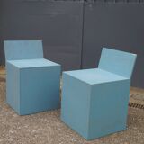 Pair of wooden armchairs design 1980