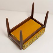 GFM Mid Century Stool in Yellow Jacquard by Casamance, E. Homa, Europe, 1960s
