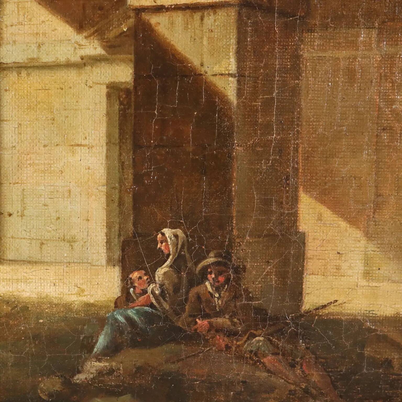 Ancient painting "Folly" oil on canvas Italy late 18th century