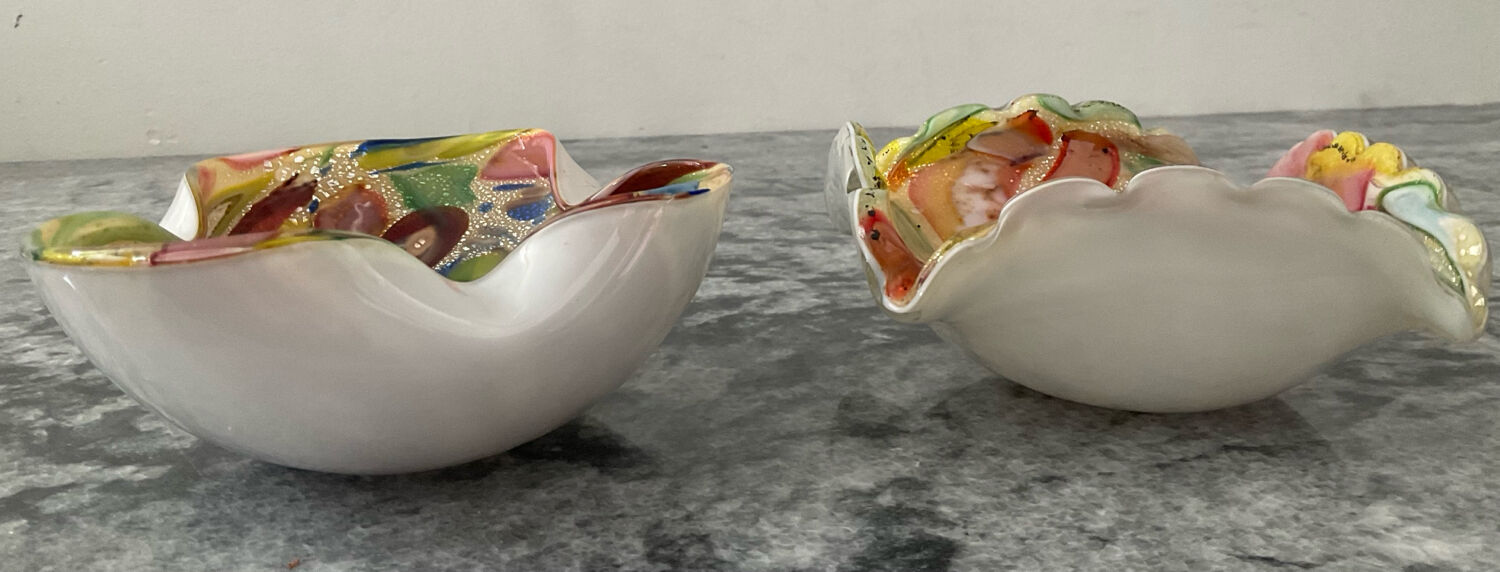 Pair of vintage Murano glass pocket trays