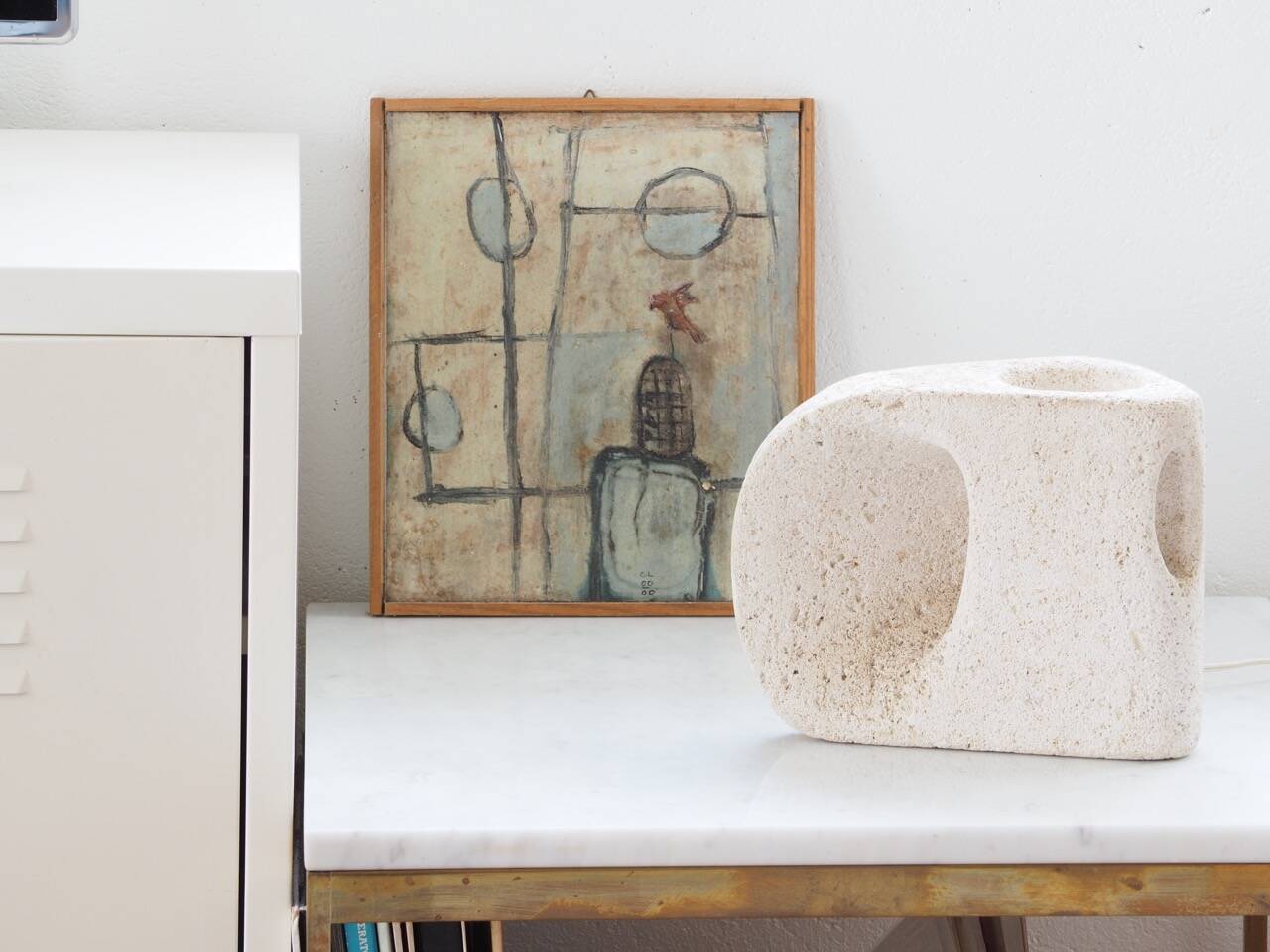 Sculpted stone lamp attributed to albert tormos