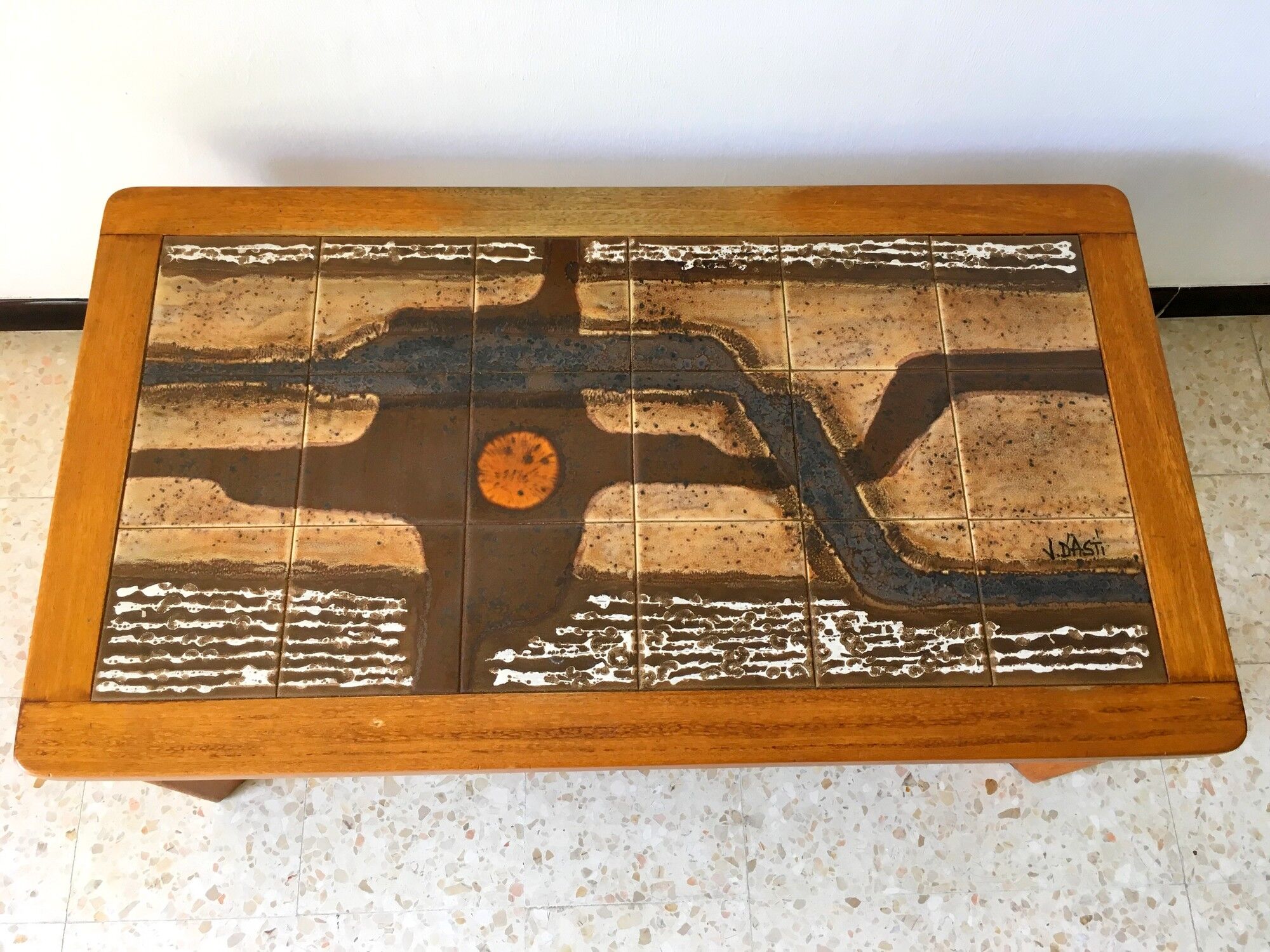 1960s vintage Vallauris ceramic coffee table