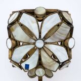 Rare Brutalist Italian Glass Paste and Wrought Iron Table Lamp by Longobard