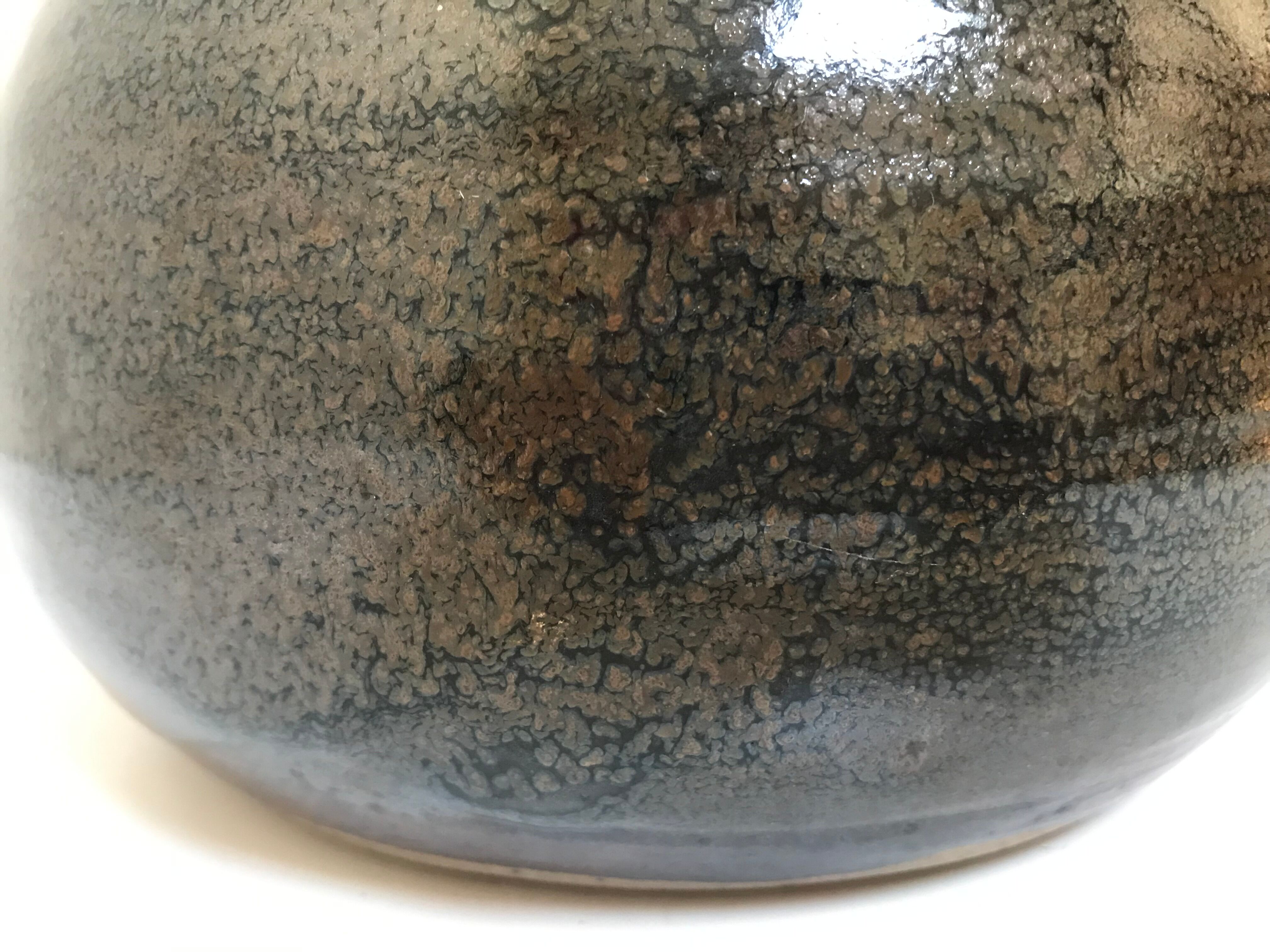 Stoneware lamp with its wool lampshade