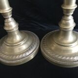 Pair of candlesticks, art nouveau, golden bronze
