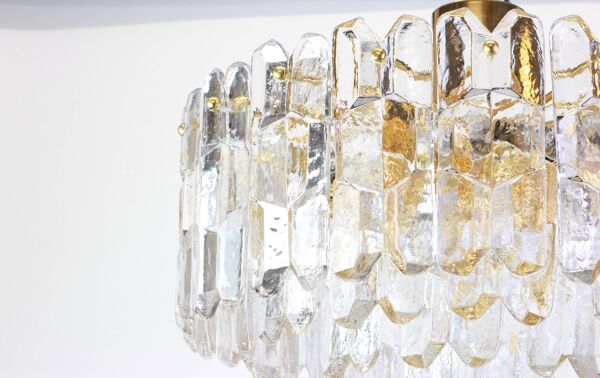 Luminaire en laiton doré et verre cristal Palazzo, Kalmar, Autriche, 1970