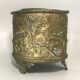 Antique Napoleon III Brass Planter with Embossed Hunting Scene Decor