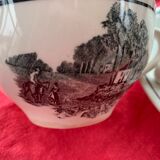 5 cups and 5 saucers La Louvière boch Belgium peasant scene art deco