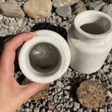 2 pots in speckled enamelled stoneware