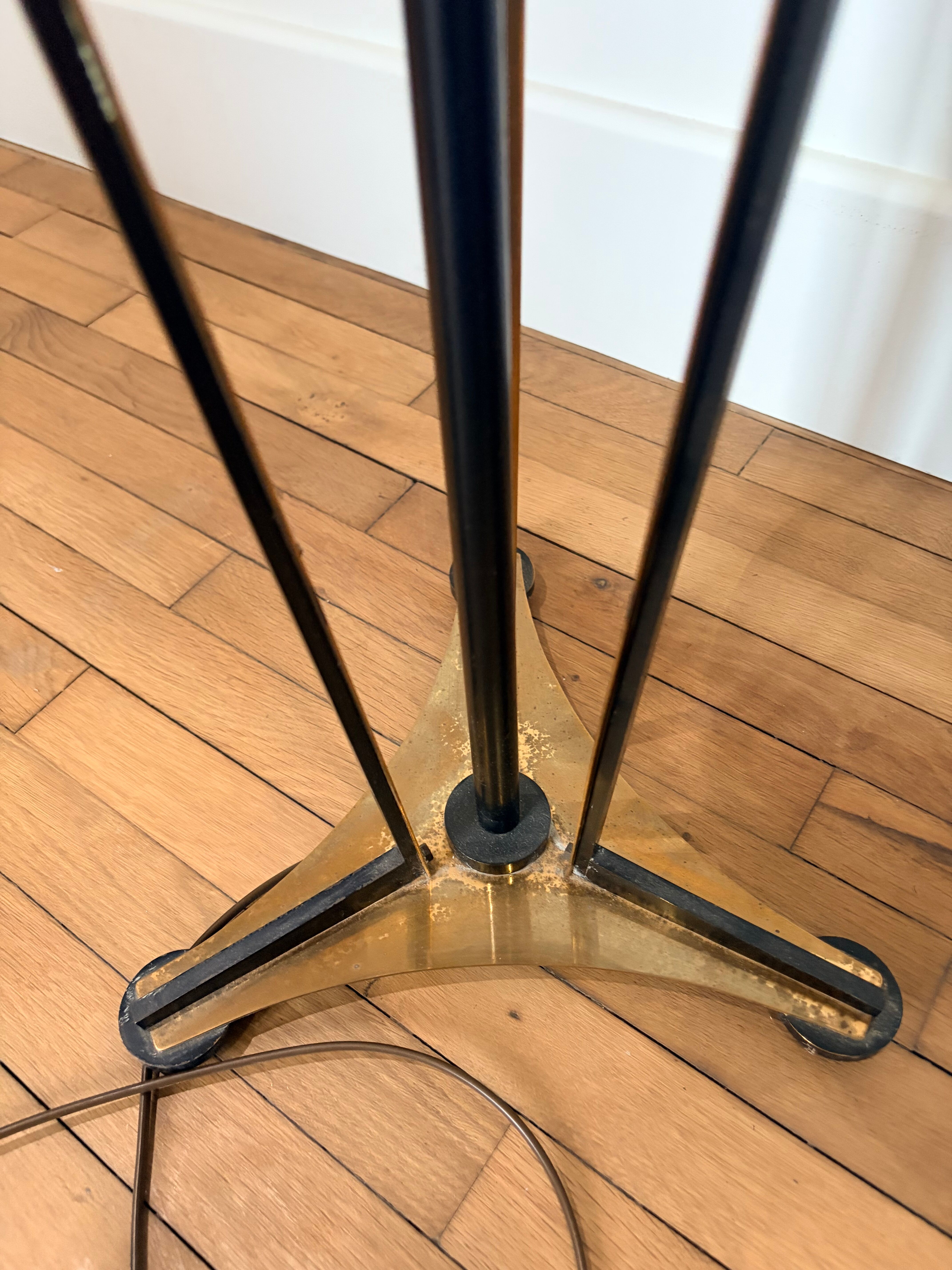 Art Deco lamp brass and black glass 260415
