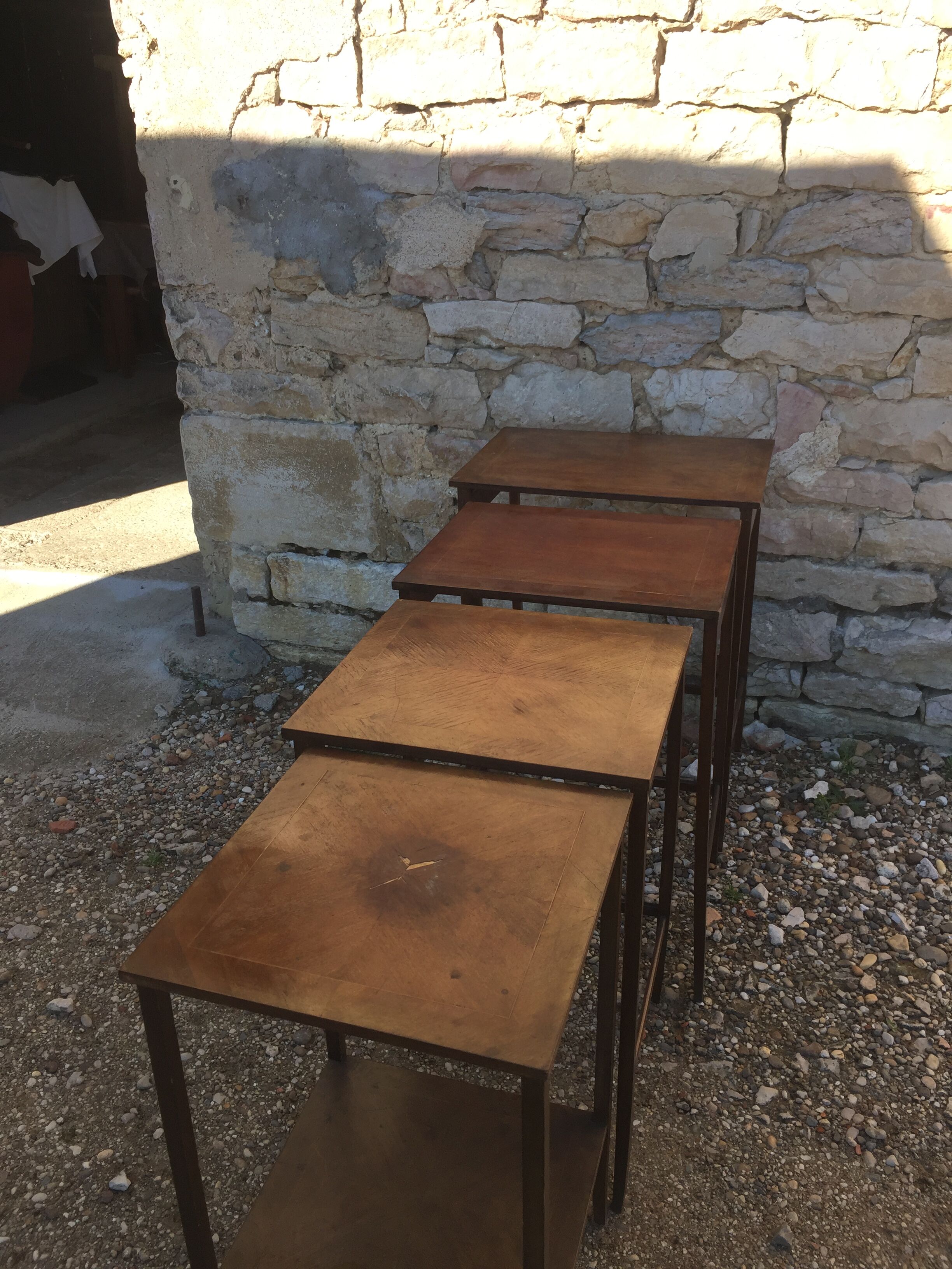 Pull-out tables old marquetry