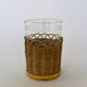 Set of 4 Vintage Set Schott Mainz Clear Glasses With Wicker Cup Holder
